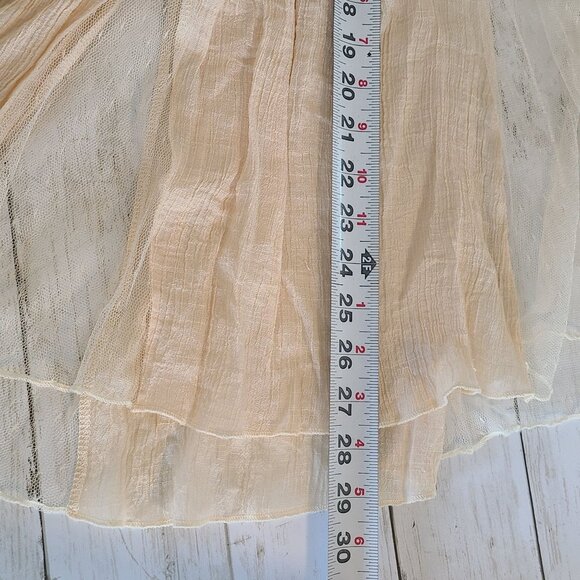 Rebellion Gauze Lace Bell Sleeve Blouse Top Sheer Romantic Feminine Boho Chic M - Picture 7 of 11